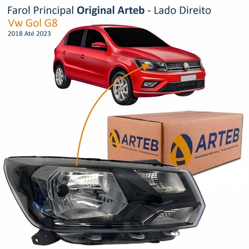 Farol Vw Gol G8 2018 Até 2023 Original Arteb Lado Direito Passageiro