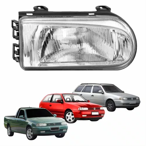 Farol Vw Gol Parati Saveiro G2 1995 Até 1999 Foco Simples Máscara Cromada Lado Direito Passageiro