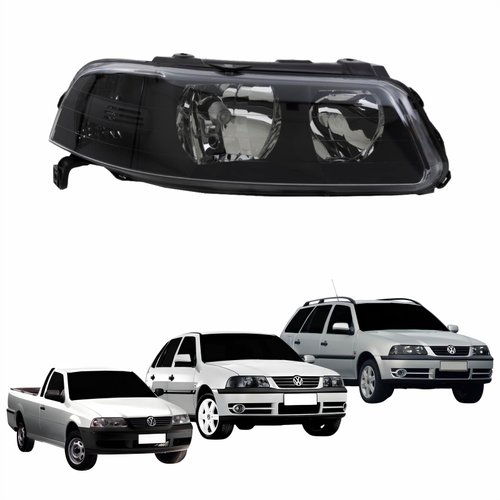 Farol VW Gol Saveiro Parati G3 1999 Até 2005 Foco Duplo Máscara Negra Lado Direito Passageiro