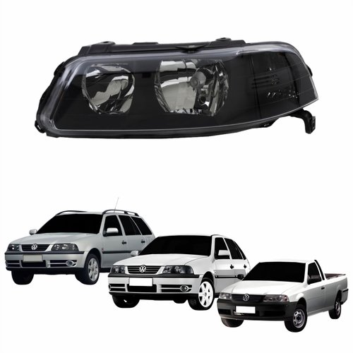 Farol VW Gol Saveiro Parati G3 1999 Até 2005 Foco Duplo Máscara Negra Lado Esquerdo Motorista