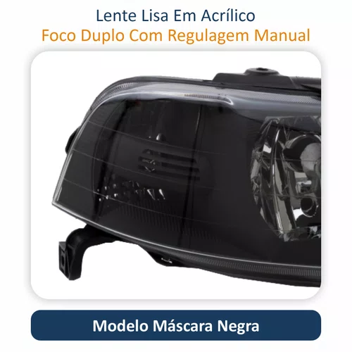 Farol VW Gol Saveiro Parati G3 1999 Até 2005 Foco Duplo Máscara Negra Lado Direito Passageiro