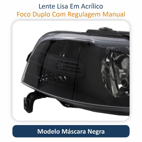 Farol VW Gol Saveiro Parati G3 1999 Até 2005 Original Arteb Foco Duplo Máscara Negra Lado Direito Passageiro
