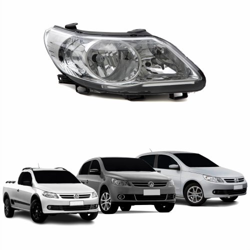 Farol Vw Gol Voyage G5 2008 Até 2012 Saveiro G5 2008 Até 2013 Máscara Cromada Defletor Logo Lado Direito Passageiro