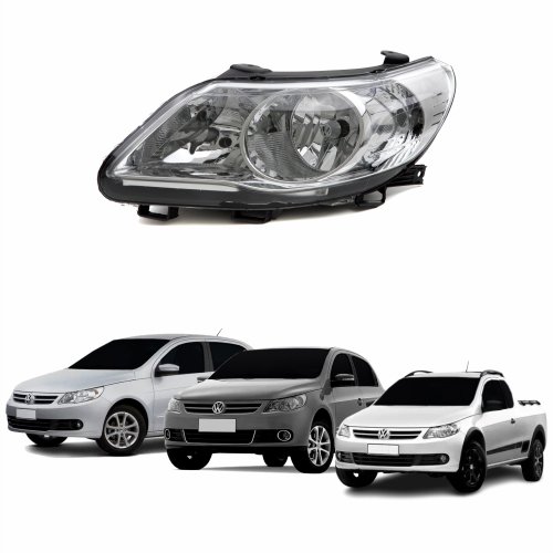 Farol Vw Gol Voyage G5 2008 Até 2012 Saveiro G5 2008 Até 2013 Máscara Cromada Defletor Logo Lado Esquerdo Motorista