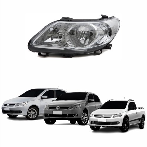 Farol Vw Gol Voyage G5 2008 Até 2012 Saveiro G5 2008 Até 2013 Máscara Cromada Defletor Malha Lado Esquerdo Motorista