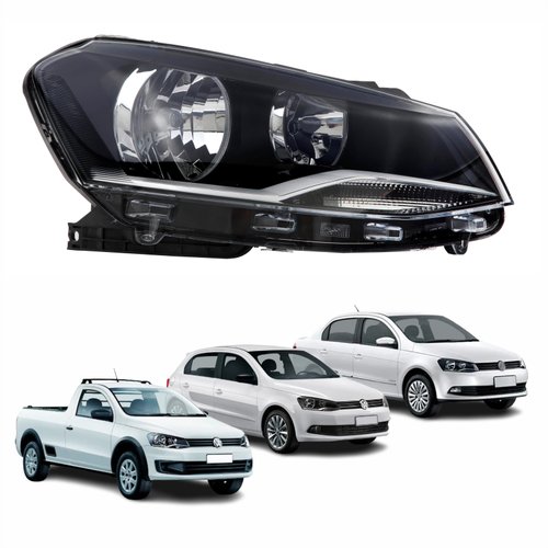 Farol Vw Gol Voyage G6 2013 Até 2016 Saveiro G6 2014 Até 2016 Original Arteb Foco Duplo Máscara Negra Lado Direito Passageiro