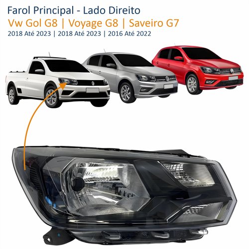 Farol Vw Gol Voyage G8 2018 Até 2023 Saveiro G7 2016 Até 2022 Lado Direito Passageiro