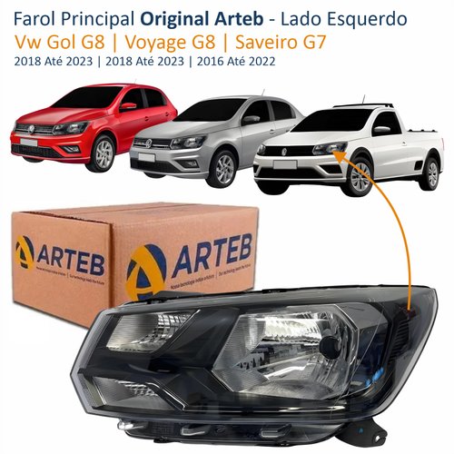 Farol Vw Gol Voyage G8 2018 Até 2023 Saveiro G7 2016 Até 2022 Original Arteb Lado Esquerdo Motorista