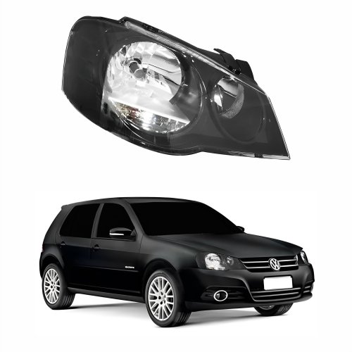 Farol Vw Golf 2008 Até 2013 Máscara Negra Lado Direito Passageiro