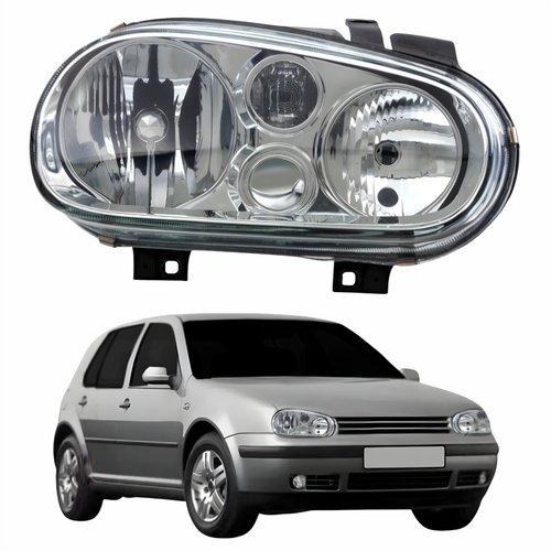Farol Vw Golf 1999 até 2006 Original Arteb Máscara Cromada Lado Direito Passageiro