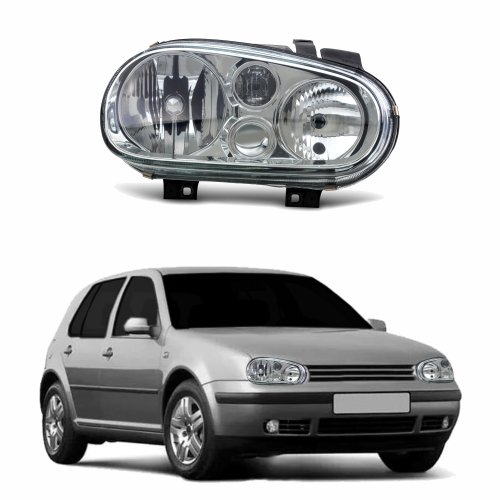 Farol Vw Golf 1999 até 2006 Máscara Cromada Lado Direito Passageiro