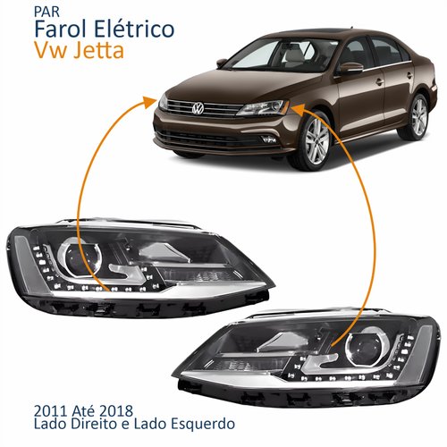Par Farol Vw Jetta 2011 Até 2018 Elétrico Com Led E Projetor