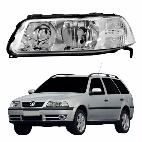 Farol VW Parati G3 1999 Até 2005 Foco Duplo Máscara Cromada ARTEB Lado Esquerdo Motorista
