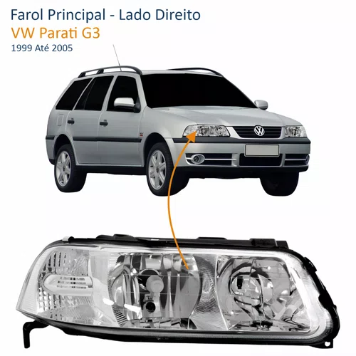 Farol VW Parati G3 1999 Até 2005 Foco Duplo Máscara Cromada Lado Direito Passageiro