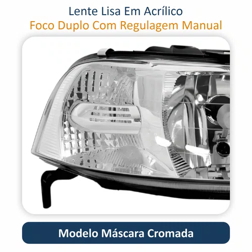 Farol VW Parati G3 1999 Até 2005 Foco Duplo Máscara Cromada Lado Direito Passageiro