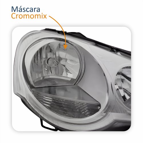 Farol Principal Vw Polo 2008 Até 2015 Máscara Cromomix Lado Direito Passageiro
