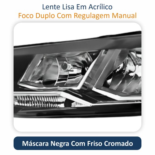 Farol Vw Polo 2018 Até 2022 Original Arteb Máscara Negra Com Friso Cromado Lado Esquerdo Motorista
