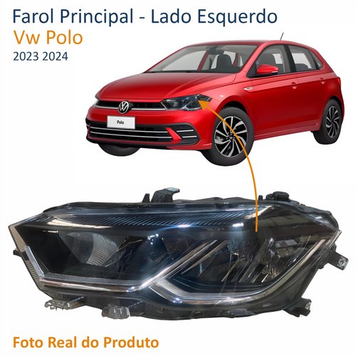 Farol Vw Polo 2023 2024 Full Led Lado Esquerdo Motorista