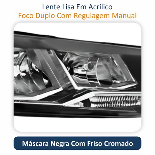 Farol Vw Polo Virtus 2018 Até 2022 Original Arteb Máscara Negra Com Friso Cromado Lado Direito Passageiro