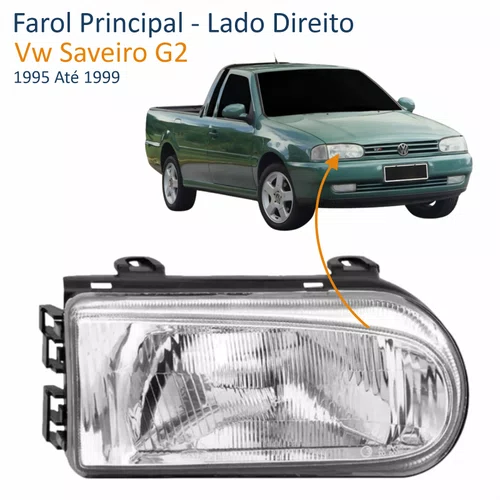 Farol Vw Saveiro G2 1995 Até 1999 Foco Simples Máscara Cromada Lado Direito Passageiro