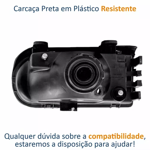 Farol Vw Saveiro G2 1995 Até 1999 Foco Simples Máscara Cromada Lado Direito Passageiro