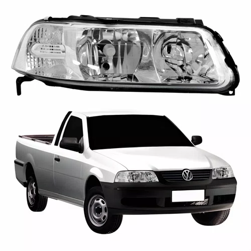Farol VW Saveiro G3 1999 Até 2005 Foco Duplo Máscara Cromada ARTEB Lado Direito Passageiro