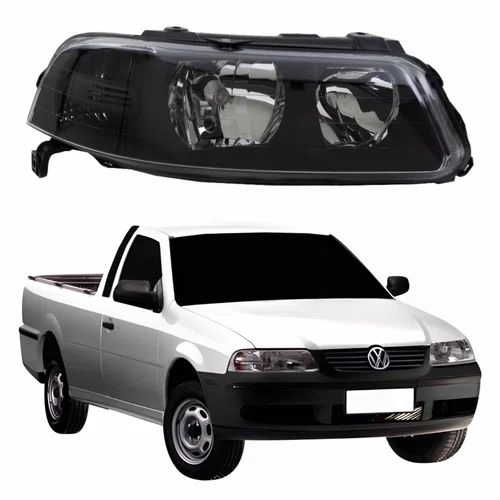 Farol Vw Saveiro G3 1999 Até 2005 Foco Duplo Máscara Negra Lado Direito Passageiro