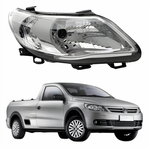 Farol Vw Saveiro G5 2008 Até 2013 Original Arteb Máscara Cromada Lado Direito Passageiro