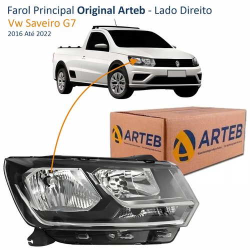 Farol Vw Saveiro G7 2016 Até 2022 Original Arteb Foco Duplo Lado Direito Passageiro