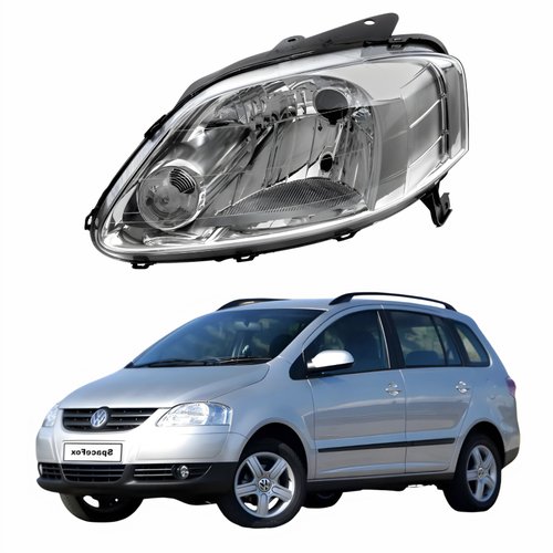 Farol Vw Spacefox 2005 Até 2009 Máscara Cromada Lado Esquerdo Motorista