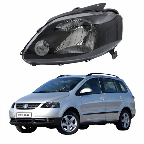 Farol Vw Spacefox 2005 Até 2009 Original Arteb Máscara Negra Lado Esquerdo Motorista