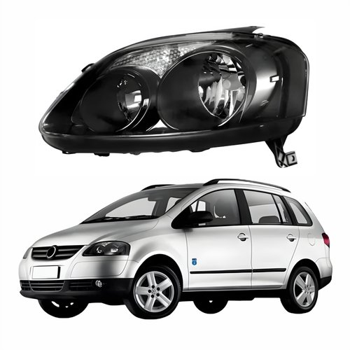 Farol Principal Vw Spacefox 2008 2009 2010 Máscara Negra Lado Esquerdo Motorista