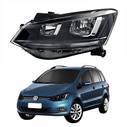 Farol Vw Spacefox 2015 Até 2019 Original Arteb Friso Preto Lado Esquerdo Motorista
