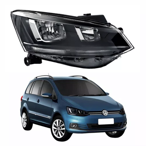 Farol Vw Spacefox 2015 Até 2019 Original Friso Preto Lado Direito Passageiro