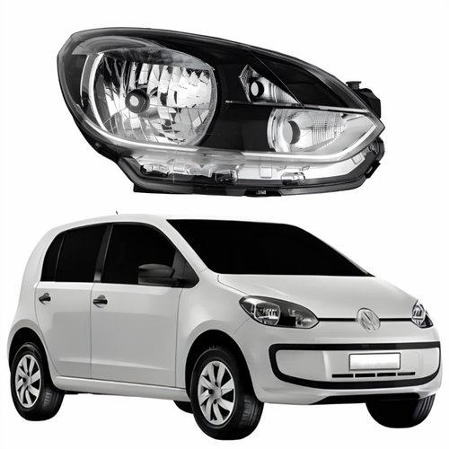 Farol Vw Up 2014 2015 2016 2017 Com Friso Cromado Lado Direito Passageiro