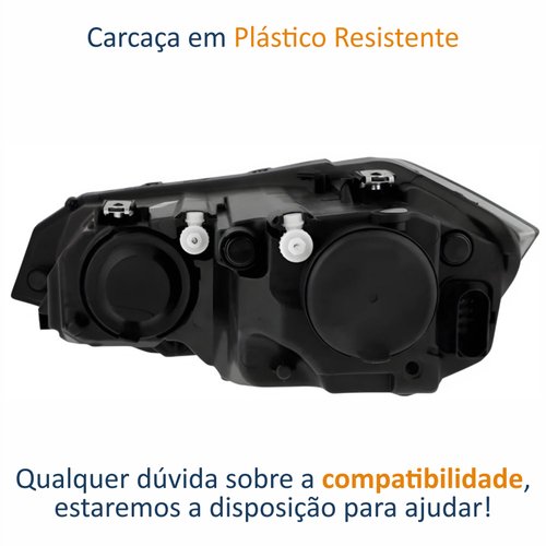 Farol Vw Virtus 2018 Até 2022 Máscara Negra Com Friso Preto Lado Direito Passageiro