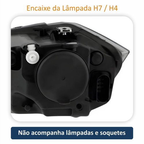 Farol Vw Virtus 2018 Até 2022 Máscara Negra Com Friso Preto Lado Direito Passageiro