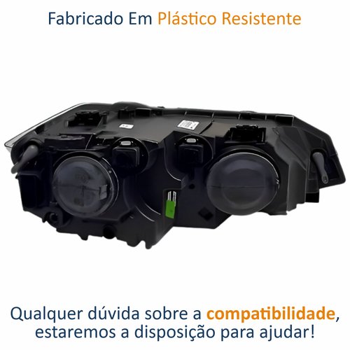 Farol Vw Virtus 2018 Até 2022 Original Arteb Máscara Negra Com Friso Cromado Lado Esquerdo Motorista