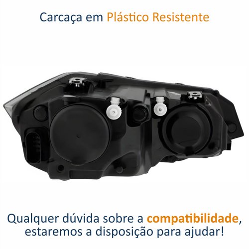 Farol Vw Virtus 2018 Até 2022 Original Arteb Máscara Negra Com Friso Preto Lado Esquerdo Motorista