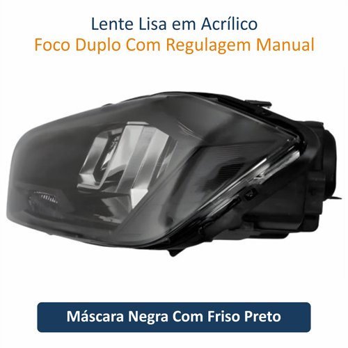 Farol Vw Virtus 2018 Até 2022 Original Arteb Máscara Negra Com Friso Preto Lado Esquerdo Motorista
