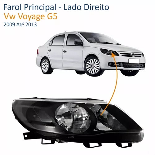 Farol Vw Voyage G5 2009 Até 2013 Máscara Negra Lado Direito Passageiro
