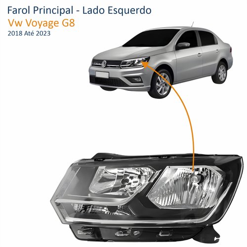 Farol Vw Voyage G8 2018 Até 2023 Foco Duplo Lado Esquerdo Motorista
