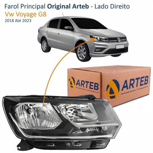 Farol Vw Voyage G8 2018 Até 2023 Original Arteb Foco Duplo Lado Direito Passageiro