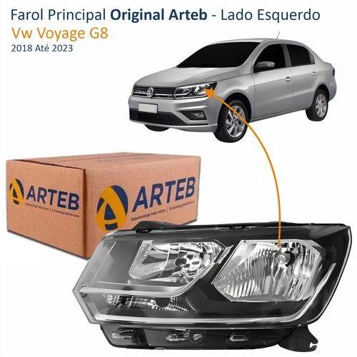 Farol Vw Voyage G8 2018 Até 2023 Original Arteb Foco Duplo Lado Esquerdo Motorista