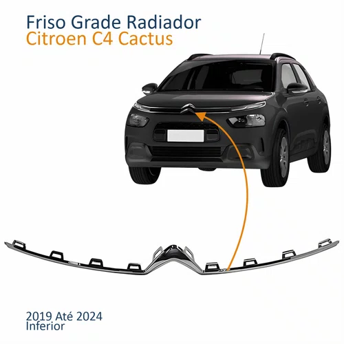 Friso Grade Radiador Citroen C4 Cactus 2019 Até 2024 Inferior Cromado