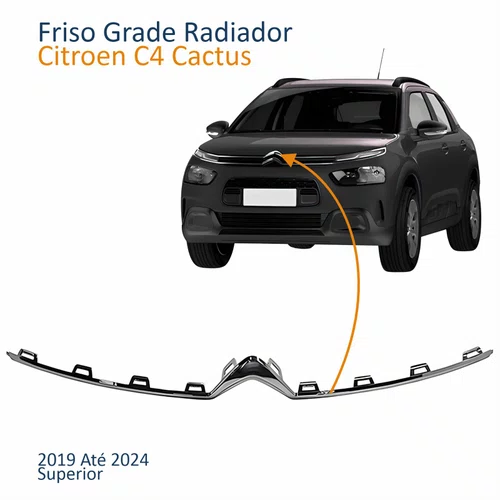 Friso Grade Radiador Citroen C4 Cactus 2019 Até 2024 Superior Cromado