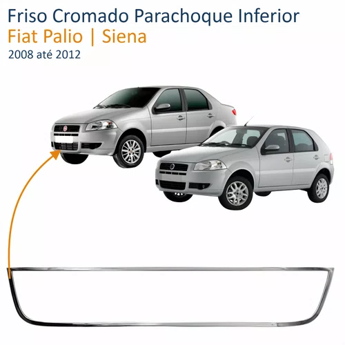Friso Cromado Parachoque Fiat Palio Siena El 2008 até 2012 Inferior