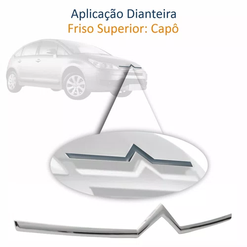 Friso do Capô Citroen C4 Pallas Hatch 2006 Até 2012 Cromado