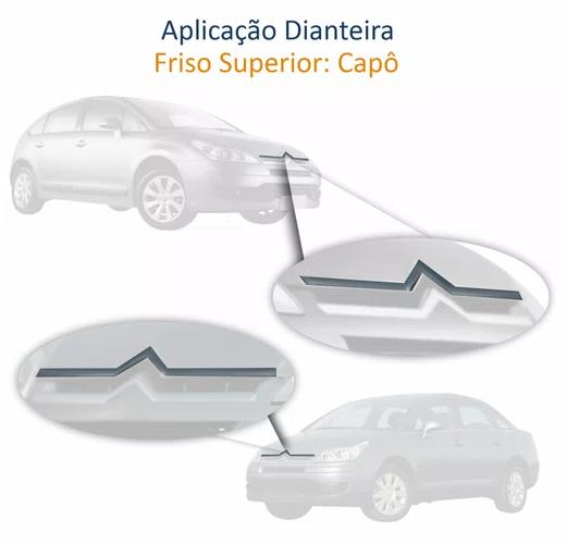 Friso do Capô Citroen C4 Pallas Hatch Sedan 2006 Até 2012 Cromado
