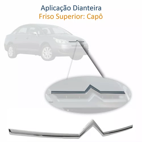 Friso do Capô Citroen C4 Pallas Sedan 2006 Até 2012 Cromado